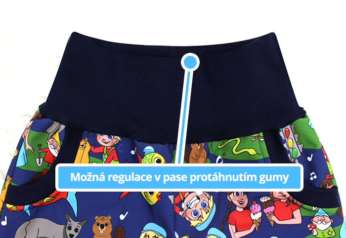 Předšitá dírka na protažení gumy u dětských softshellových kalhot